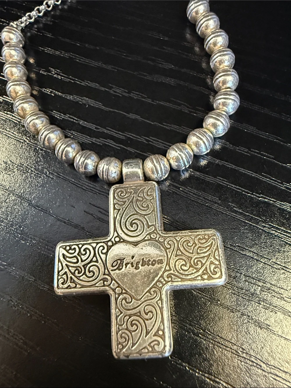 Brighton Silver-Tone Scroll Cross Pendant Necklace